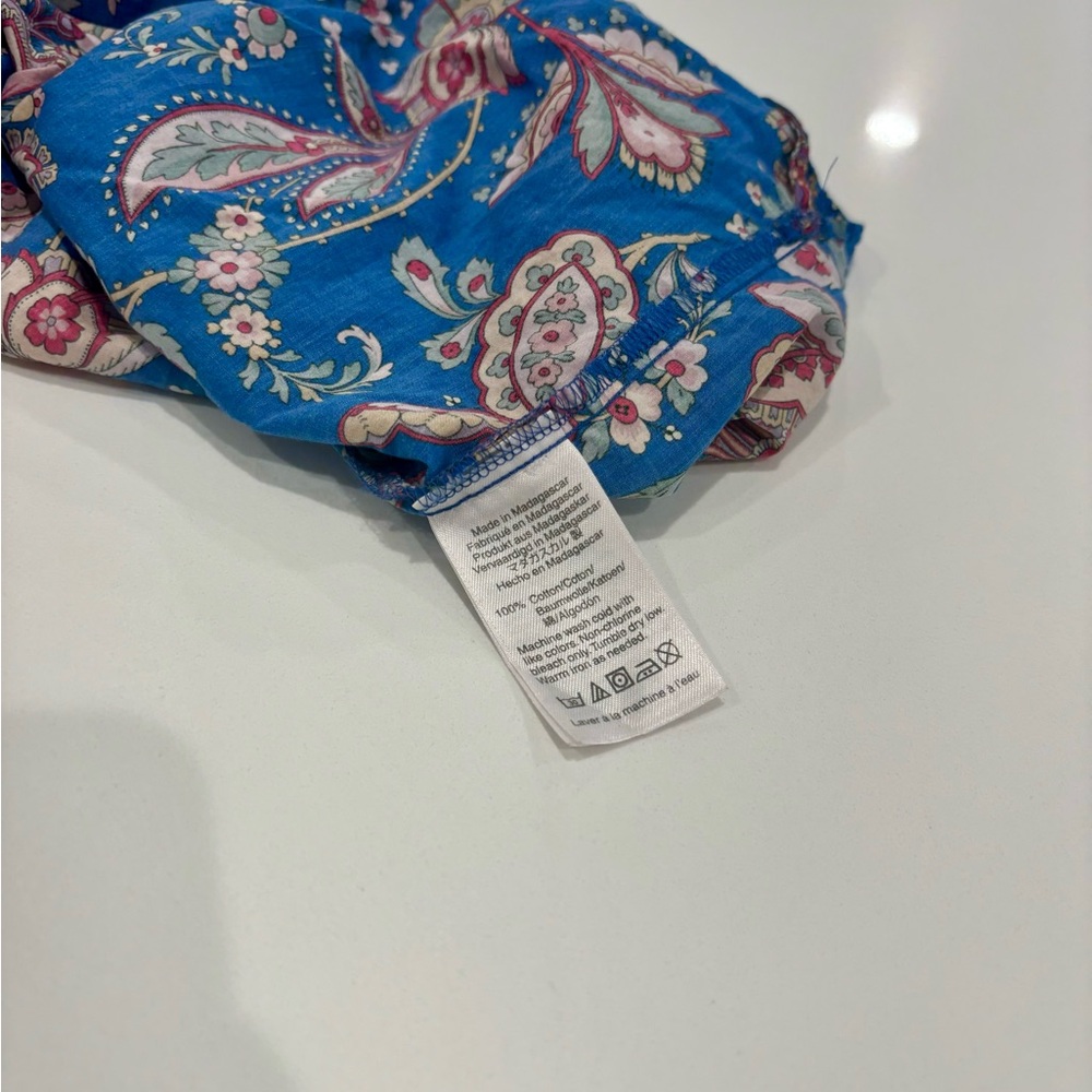 J. Crew Liberty Print Blouse size 2 blue paisley ruffle sleeveless layering - Picture 9 of 11